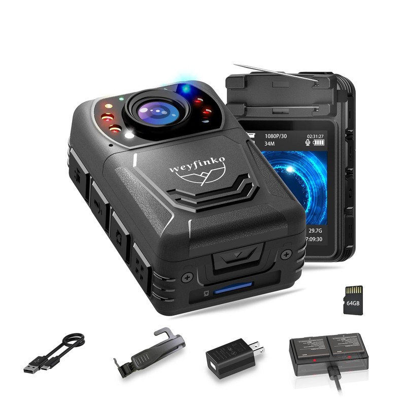 W3 1080 Body Worn Cameras,64GB&2 Ways of Clips Body Mounted Cam Night Vision,…