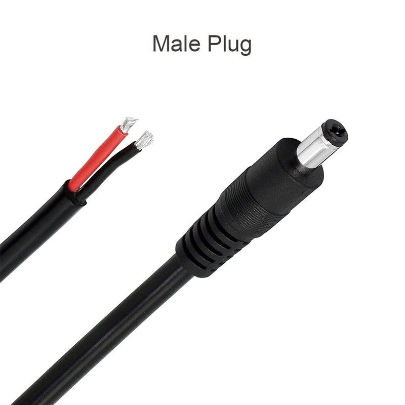 2 Pcs DC Power Pigtail Barrel Plug Connector Cable18AWG,Adapter 6 FT, Black gallery