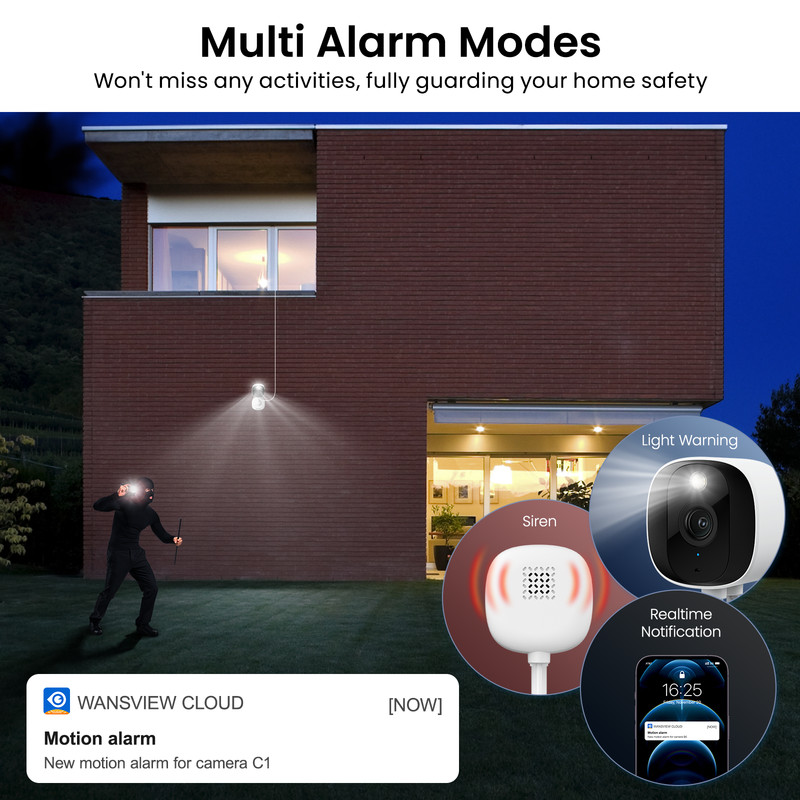 2pcs AOQEE Wifi Security Camera System Out/Indoor Human Detection 24/7 Recording gallery