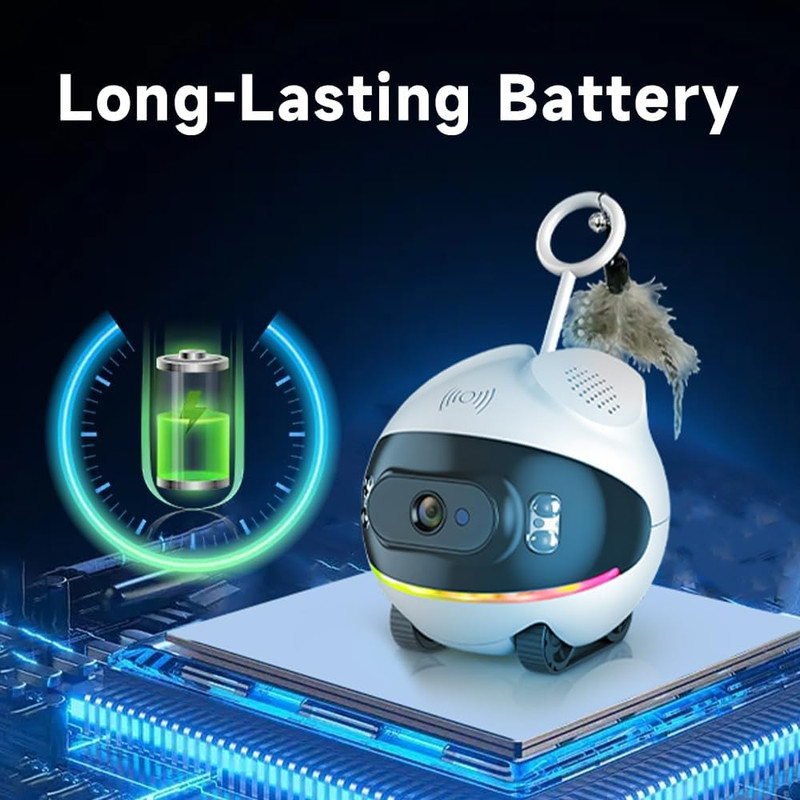 Pet Camera Robot with Cat Teaser: Battery-Operated, Movable with Phone App, 2-Wa gallery