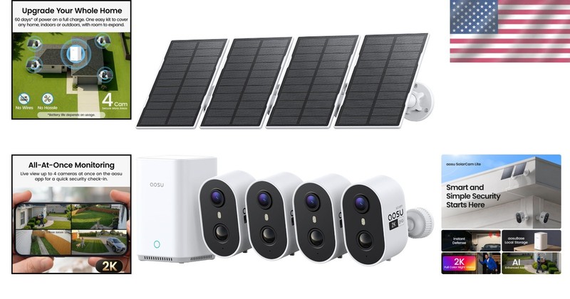 Advanced 2K Solar Security Camera System - AI Detection & No Subscription Needed gallery