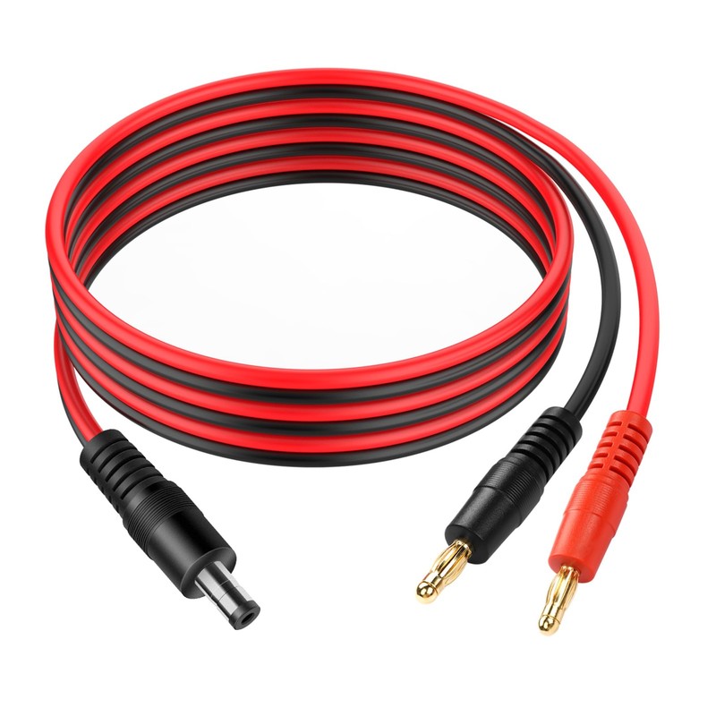 YACSEJAO 14AWG DC5521 to 4mm Banana Cable 3FT/1M DC 5.5mm x 1m/3.3ft, Black