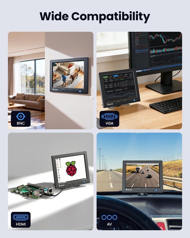 8-Inch Mini LCD Security Camera Monitor with 1024x768 Resolution & HDMI gallery