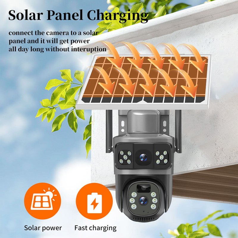 Wireless Solar Battery Security Camera Powered Wifi Outdoor Home System Rotating gallery