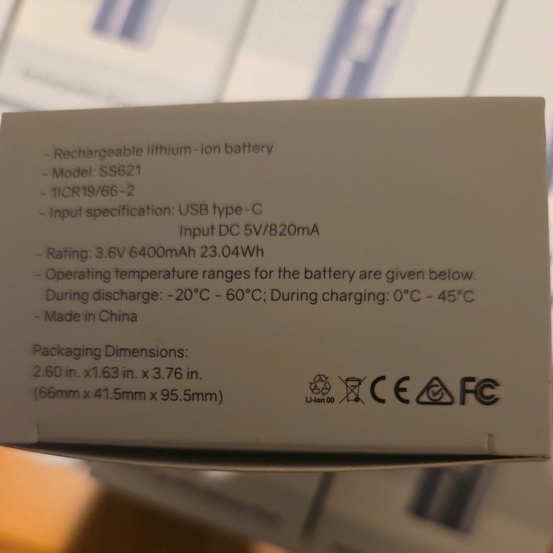 Safemo SS621 Rechargeable Lithium-Ion Battery Pack 3.6V 6400mAh USB-C New gallery