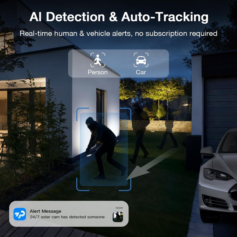 TKENPRO Solar Security Cameras Wireless Outdoor, 2.4GHz Wi-Fi, 24/7 Continuou... gallery