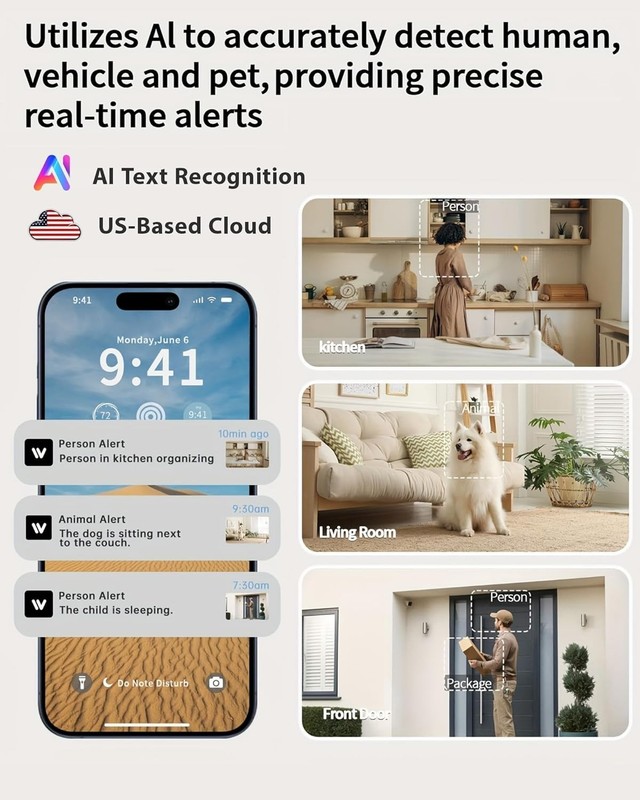 2K Home Security Camera with AI Text Recognition & Night Vision - Solar Powered gallery