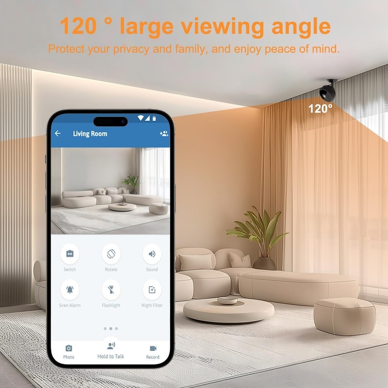 Mini Wireless Security Cam w/Night Vision & Motion Detection, Phone App Control gallery