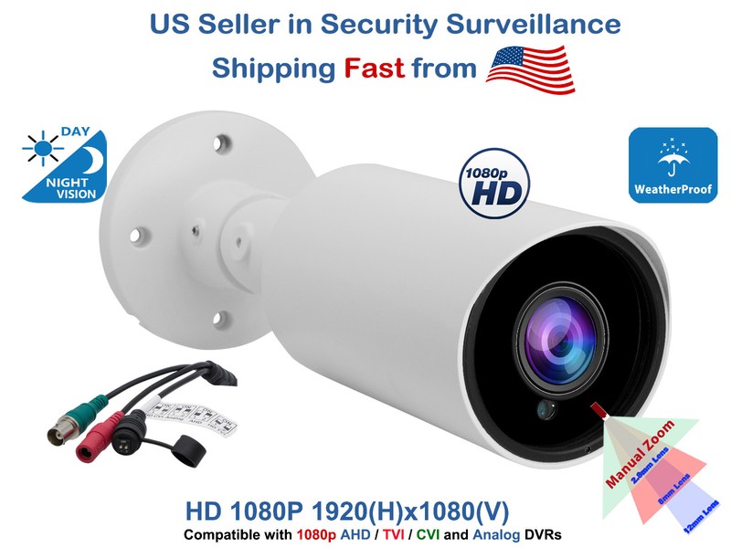 1080p HD Security Camera TVI AHD CVI Day Night Vision Outdoor Indoor CCTV Bullet