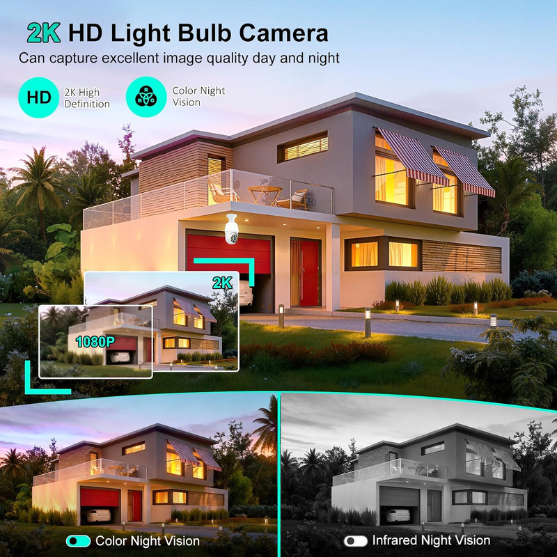 52HZ 2K Light Bulb Security Camera, 2.4GHZ Wifi Lightbulb Security Cameras gallery