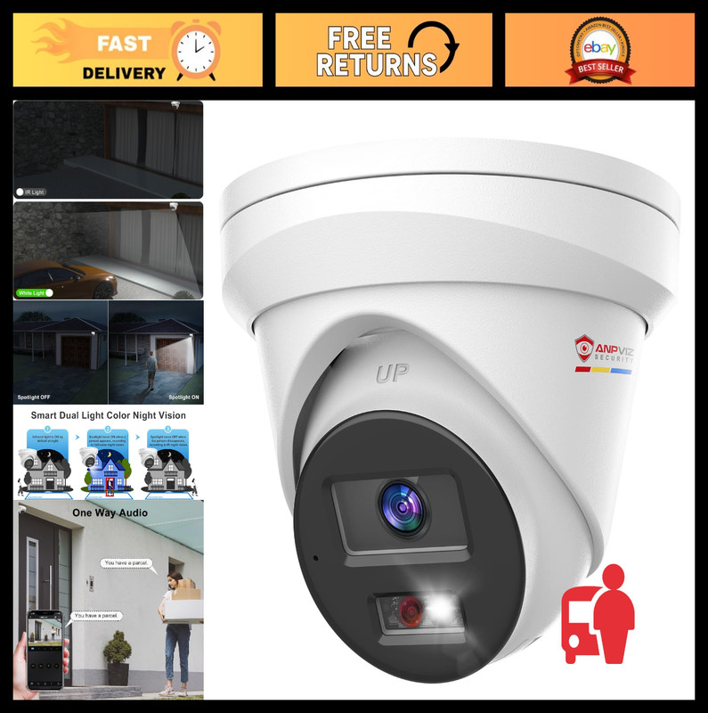 5MP PoE IP Security Camera Outdoor | Audio, Human & Vehicle Detection, Night Vis