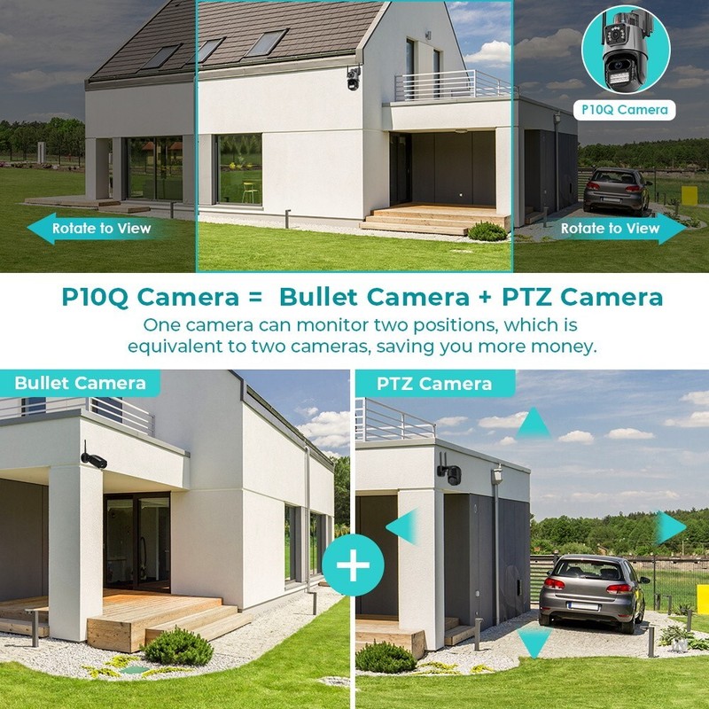 NEW 2023 8MP 4K IP Camera Dual Lens Dual Screen PTZ Wifi Camera Outdoor Waterpro gallery