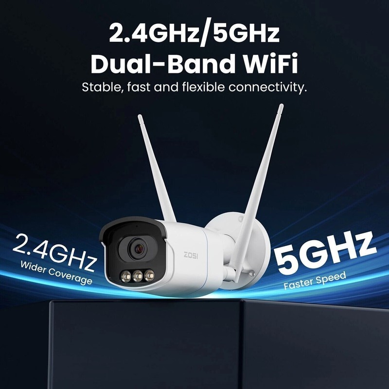 ZOSI 5MP 5G WiFi Outdoor Security Camera Energy Saving and Track Sensor Activity gallery
