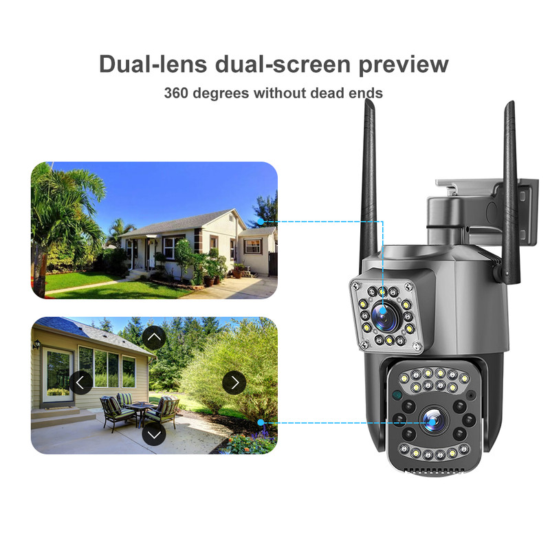 KERUI 4MP WiFi Camera Dual Lens Wireless PTZ Camera Outdoor 360° Security Camera gallery