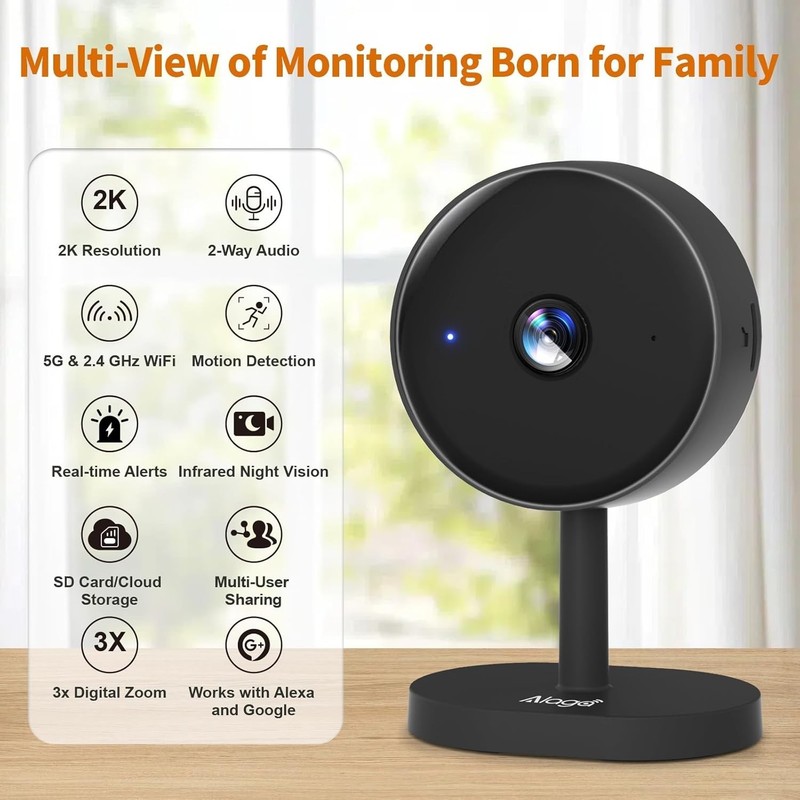 5G Indoor Camera for Home Security, 2K Security Camera, Pet/Baby/Dog Camera with gallery