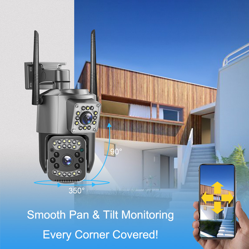 4MP Wireless Security Camera System Outdoor Home Dual Lens Wifi Night Vision Cam gallery
