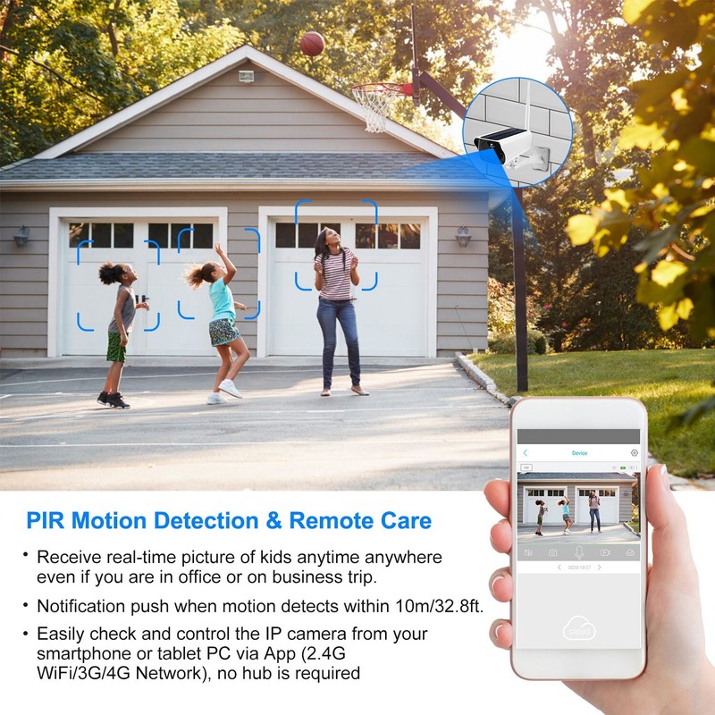 HD 1080P Solar Power WiFi Cam Indoor Outdoor Security IP Camera IR Night Vision gallery