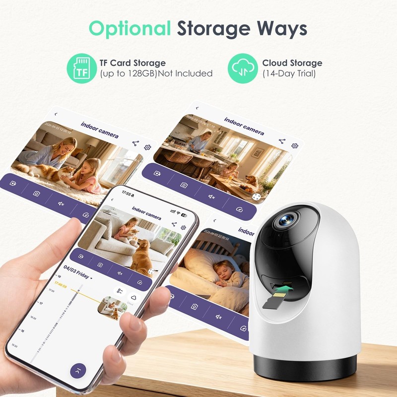2K 360° Indoor Security Camera - Wi-Fi Baby & Pet Monitor, Motion Tracking, Nigh gallery