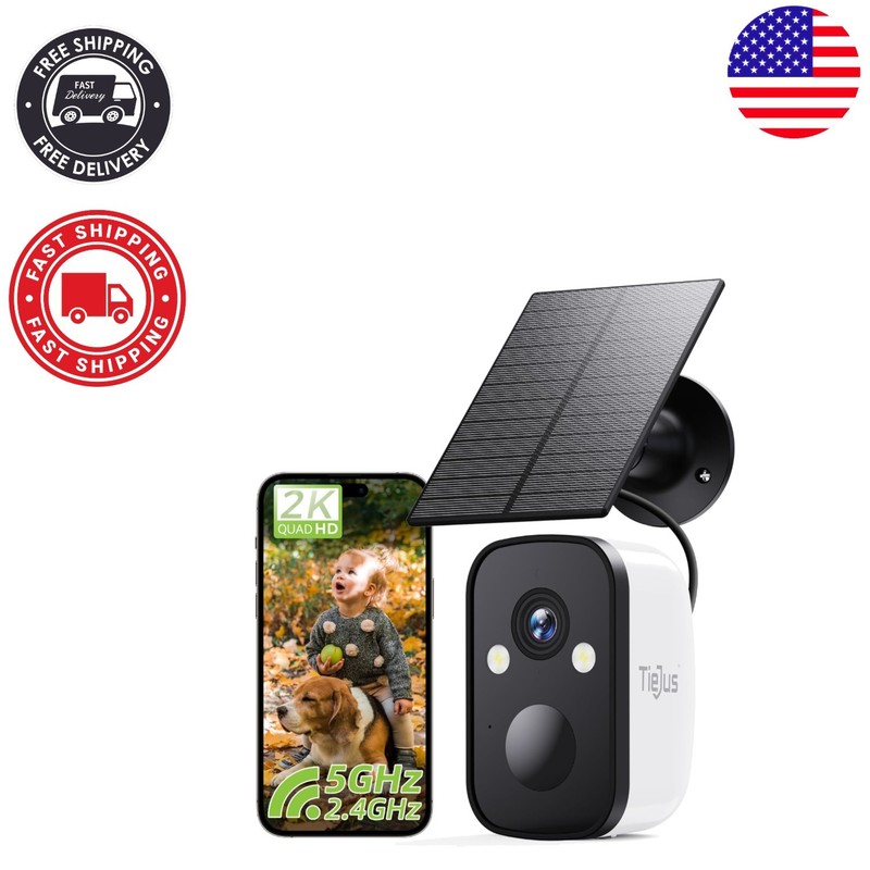 2K Solar Security Camera with Color Night Vision & AI Detection – Weatherproof