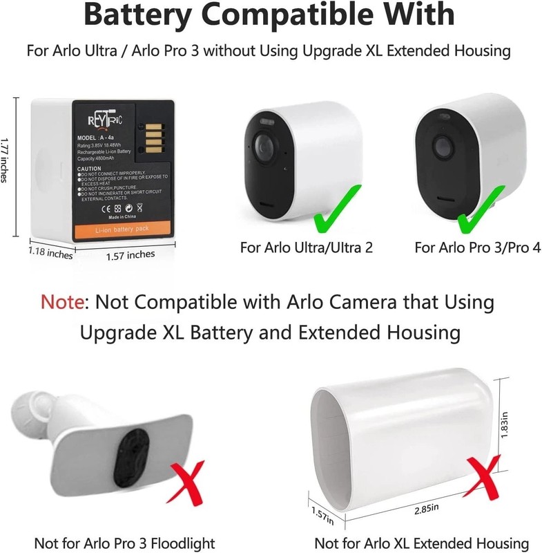 High Capacity Arlo Camera Batteries 4800mAh 2-Pack + Charger gallery