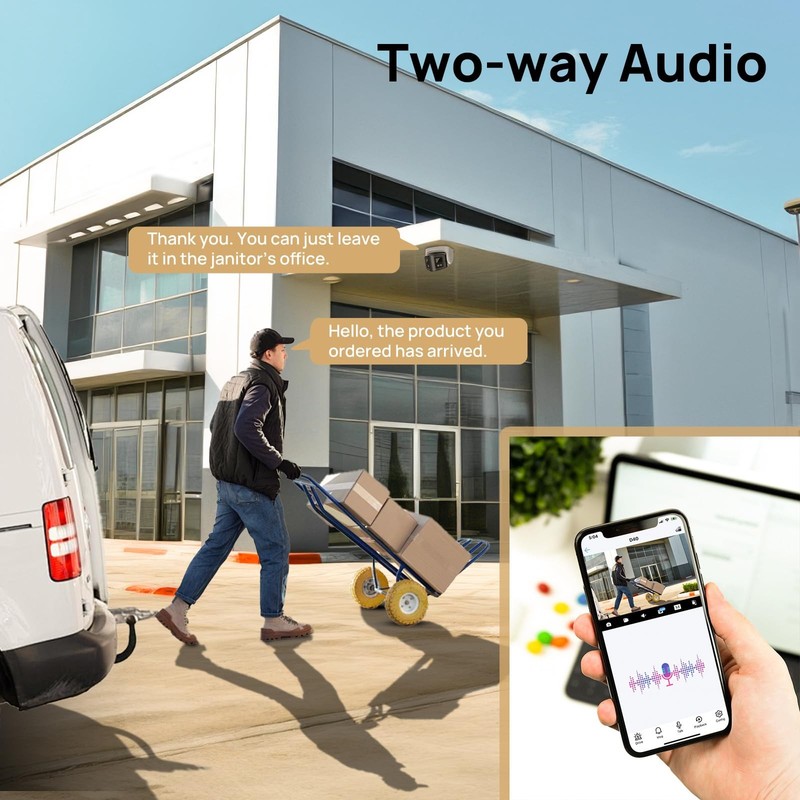 4K Dual-Lens PoE Security Camera with 180° Panoramic View,Outdoor 8MP IP Turr... gallery