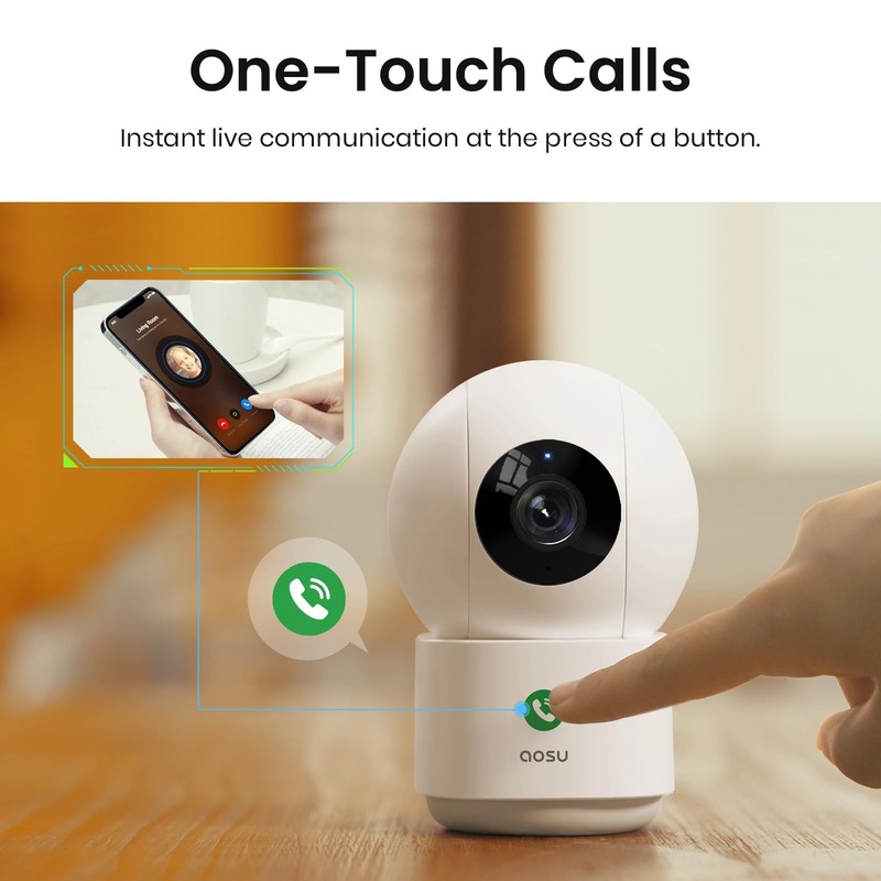 2K Security Camera Indoor Baby Monitor Pet 360 2.4 GHz WiFi One-Touch Call gallery