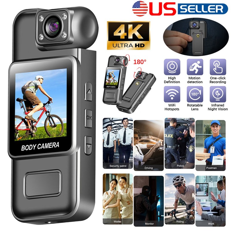 WiFi 4K 1080P Camera Camcorder Body Police Cam w/ Audio Video DVR IR Night Cam