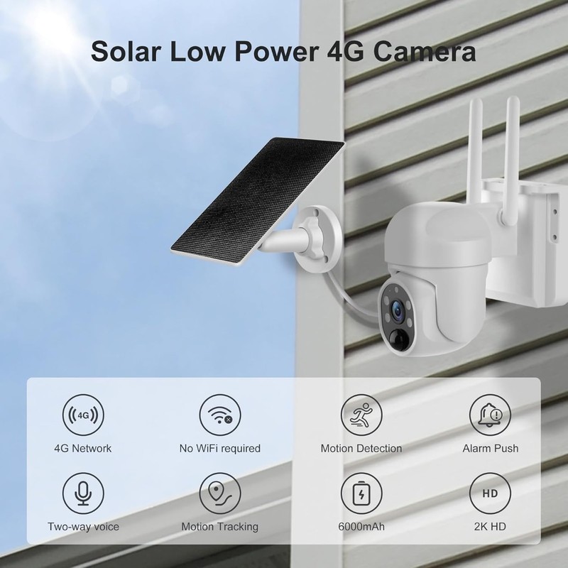 Solar-Powered 360° Live View Camera with 2K Color Night Vision & Alerts gallery