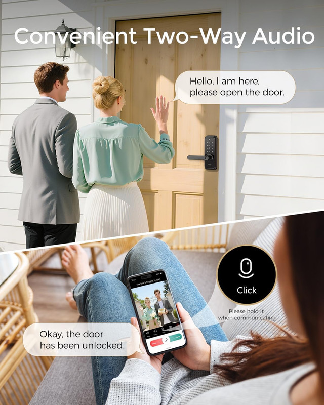 Wifi Video Smart Lock with Camera & Handle - 6-In-1 Keyless Entry (Fingerprint/A gallery