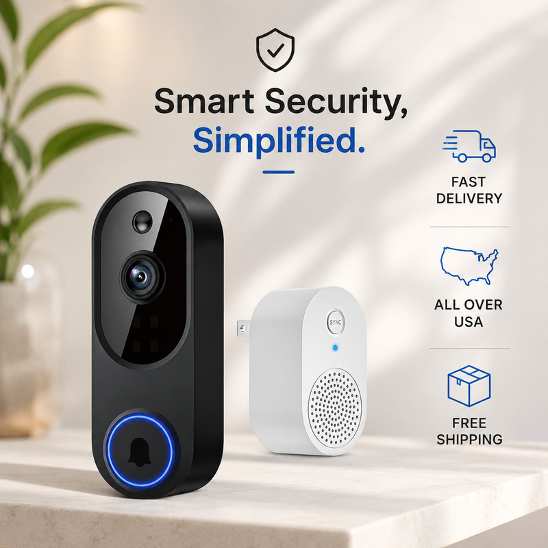 New Video Doorbell 1080p HD Camera WI-FI Night Vision Motion Detection Wireless