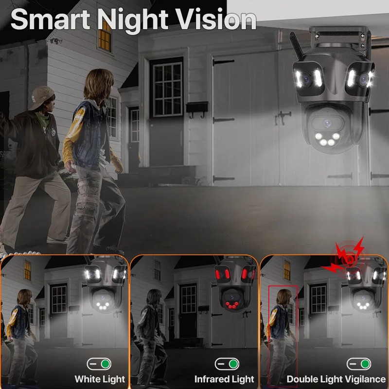 Outdoor 6K Three Lens PTZ IP Camera AI Human Detection 4K WiFi CCTV Surveillance gallery
