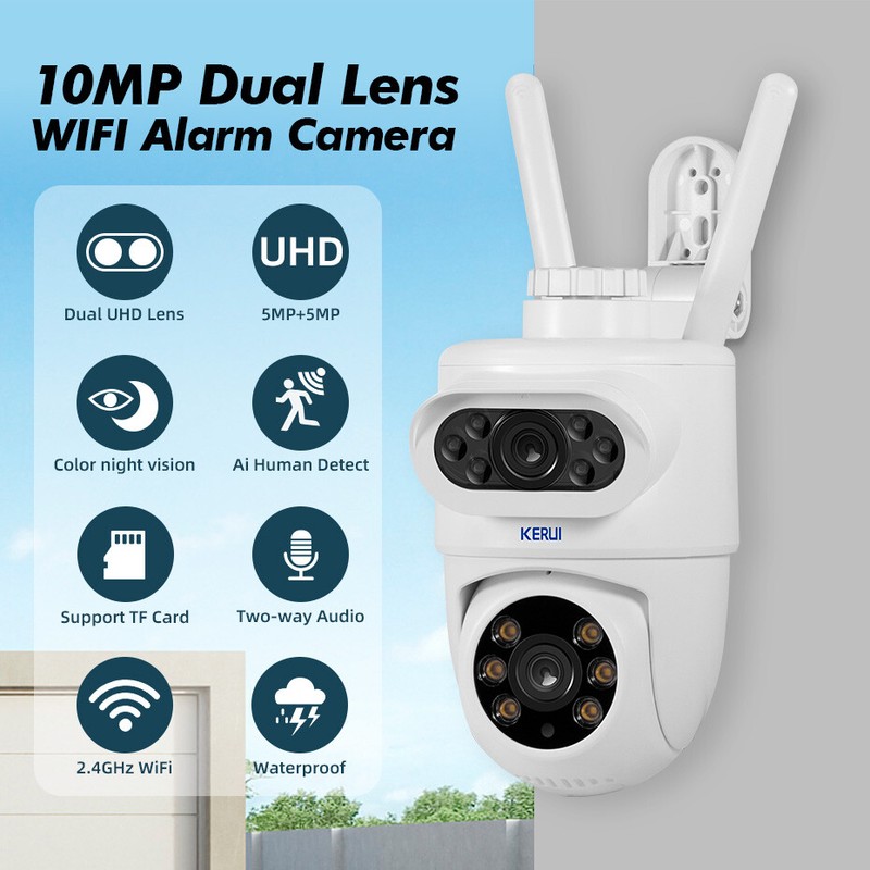 10MP Dual Lens WiFi IP Camera Wireless Outdoor CCTV PTZ Home Security IR Camera gallery
