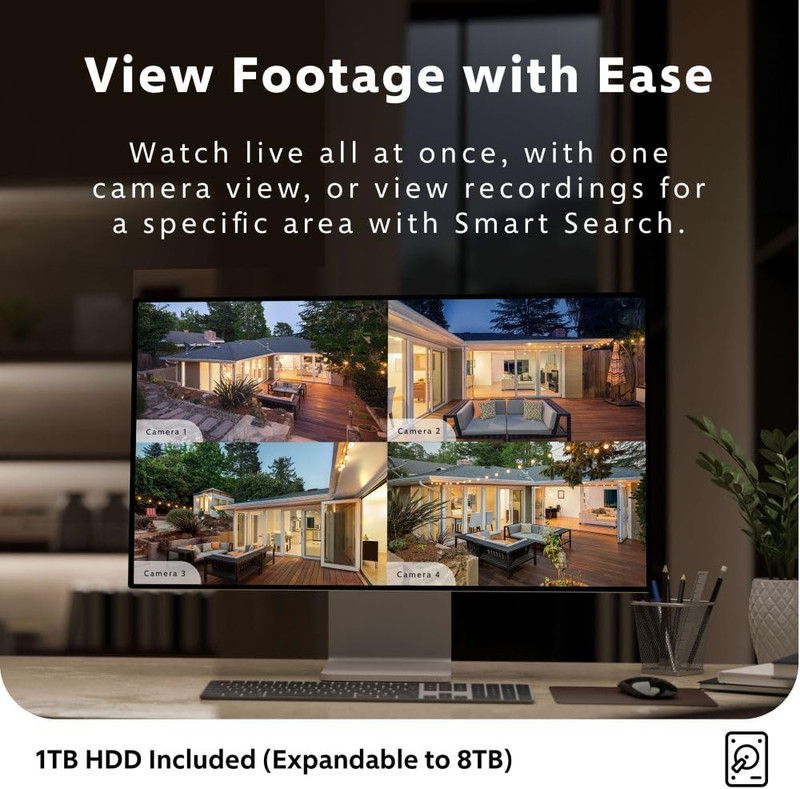 Home/Business Wired DVR, 1080P Full HD Security Camera System, 8 Channels, 4 Cam gallery