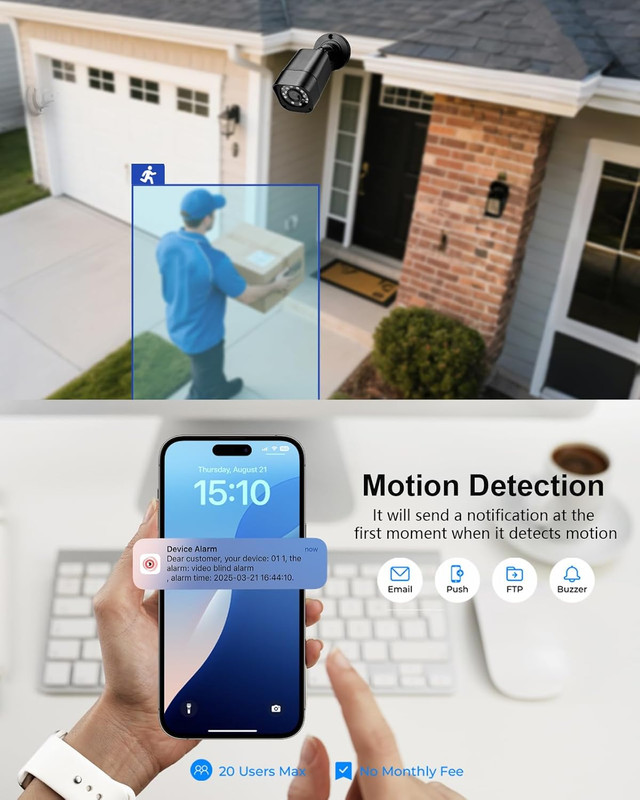 8CH 1080P Wired Security Camera System, 8 X Surveillance Security Cameras Outdo gallery