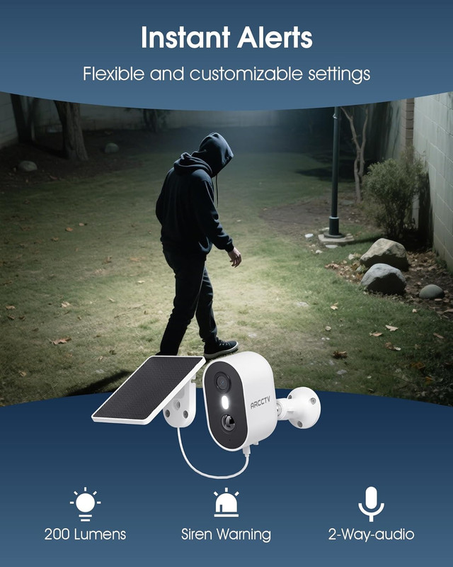 Security Camera Wireless Outdoor, 4MP Recharge Battery Powered Wifi Camera with gallery