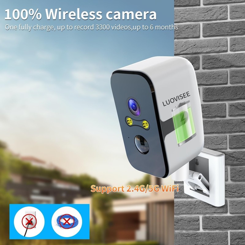 Security Cameras Wireless Outdoor, 2.4G/5G WIFI Magnetic Battery Powered Indo... gallery