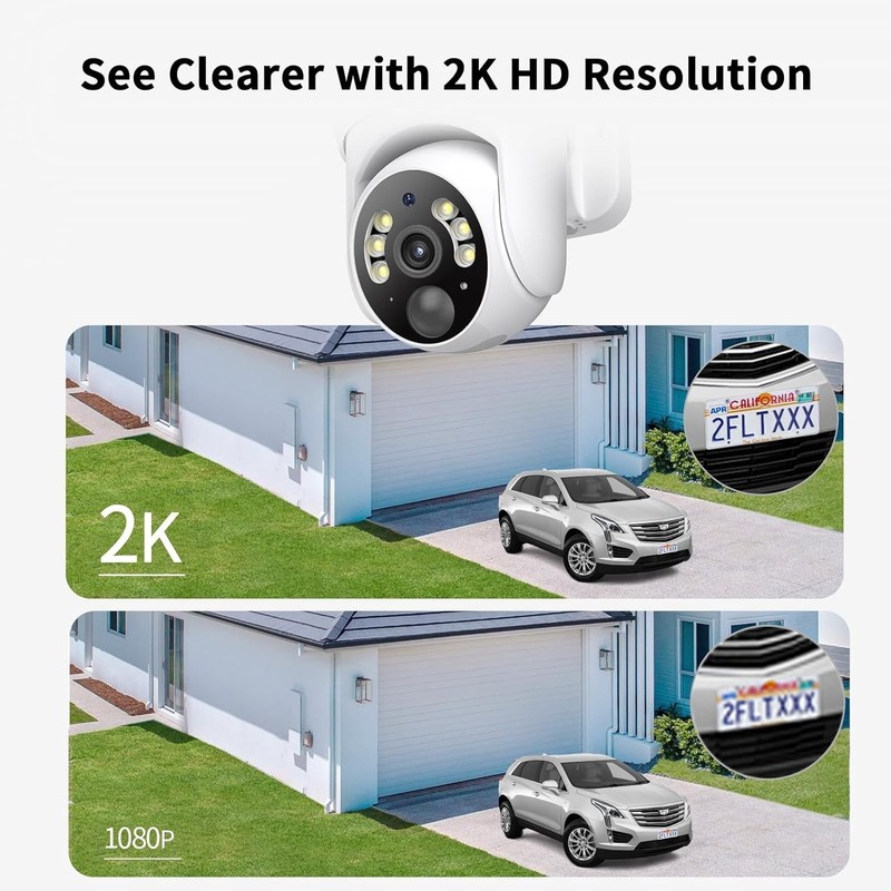 2 Pack of 2K Wireless Solar Security Cameras with -Round Night Vision Power gallery