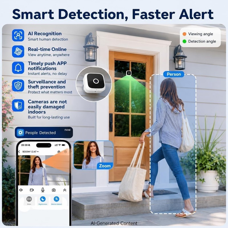2.5K Window Camera Wireless,No-Drill Install,2.4GHz & 5GHz WiFi Indoor Camera gallery