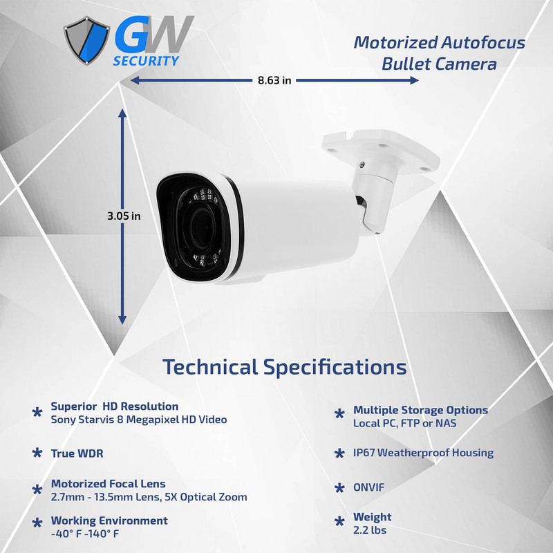MXStar 4K @ 30fps Real-time 5x Motorized Zoom Autofocus Bullet Security Camera gallery