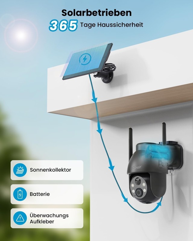 ieGeek ZY-C2 Grey 2K 3MP Security Camera Outdoor Solar 360° PTZ Camera Battery gallery