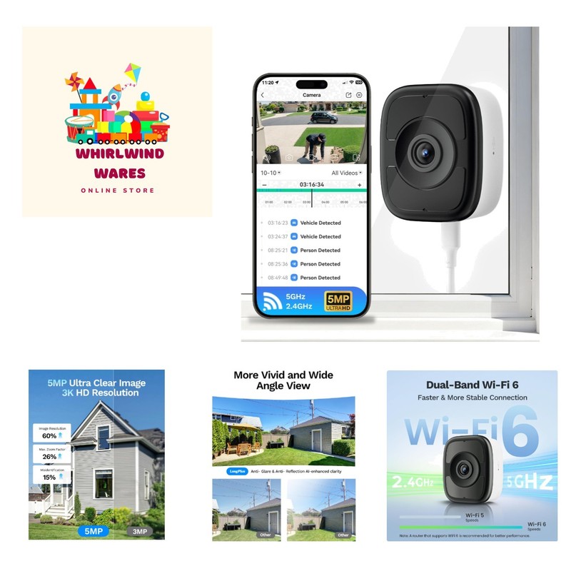 5MP 3K Safeview Window Security Camera, WiFi6 Indoor Window Camera | Anti-Gla…