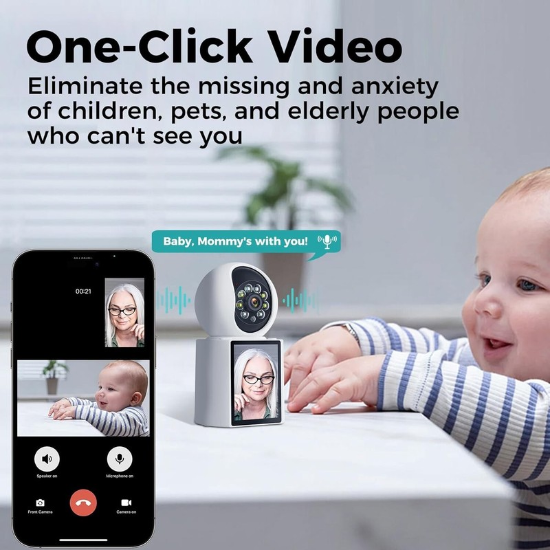 2K Home Security Camera 360° Video 2.8" Screen Motion Detection Auto Tracking gallery