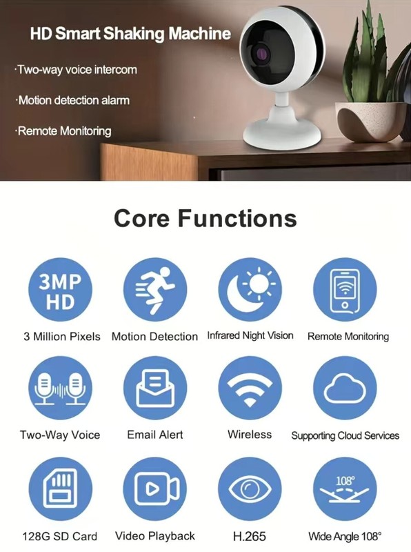 3MP Camera Wifi Family Night Vision Two-way Intercom Wireless Surveillance... gallery