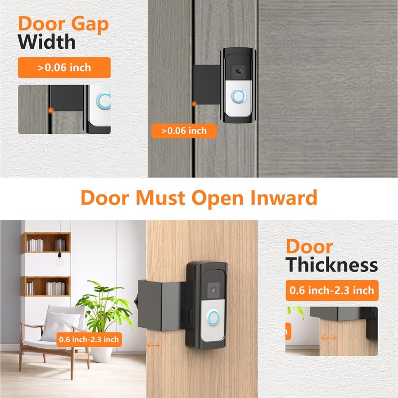 AntiTheft Video Doorbell Camera Mount, Doorbell Bracket No Drilling Compatibl... gallery