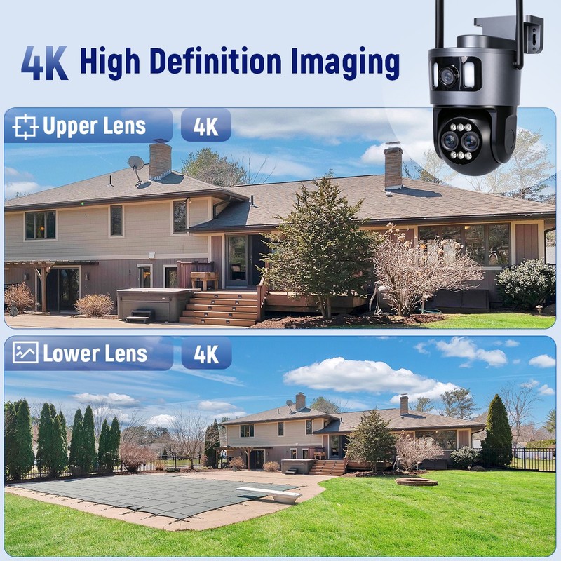 3 Lens 4K 5G WiFi PTZ Security Camera 1-10X Zoom Outdoor Home Color Night Vision gallery