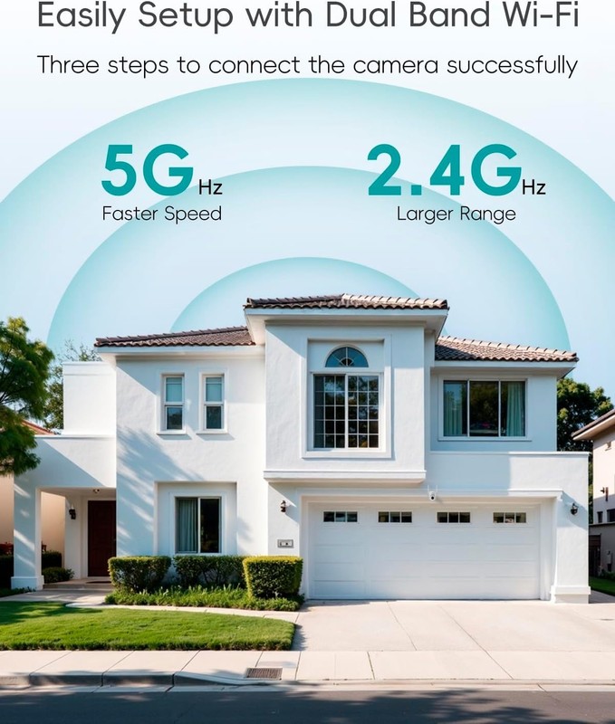 2K 3MP Wired Camera for Home Security, 2.4G/5G WiFi Security Camera Outdoor, ... gallery