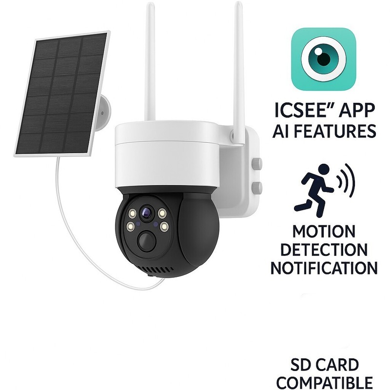 360° Security Camera PTZ WiFi IP Solar Powered Energy CCTV Home Outdoor Wireless gallery