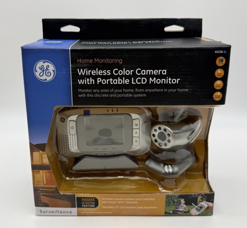 GE Home Monitoring Wireless Color Camera W/ Portable LCD Monitor 45236