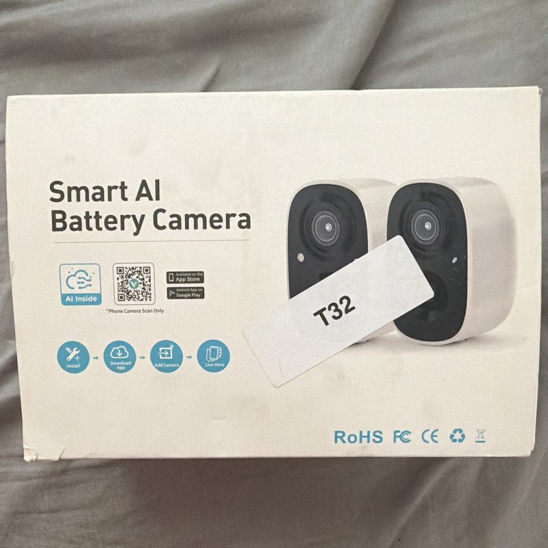 Smart AI Battery Camera T32 Wi-Fi Wireless IP Security 2-Pack Indoor/Outdoor