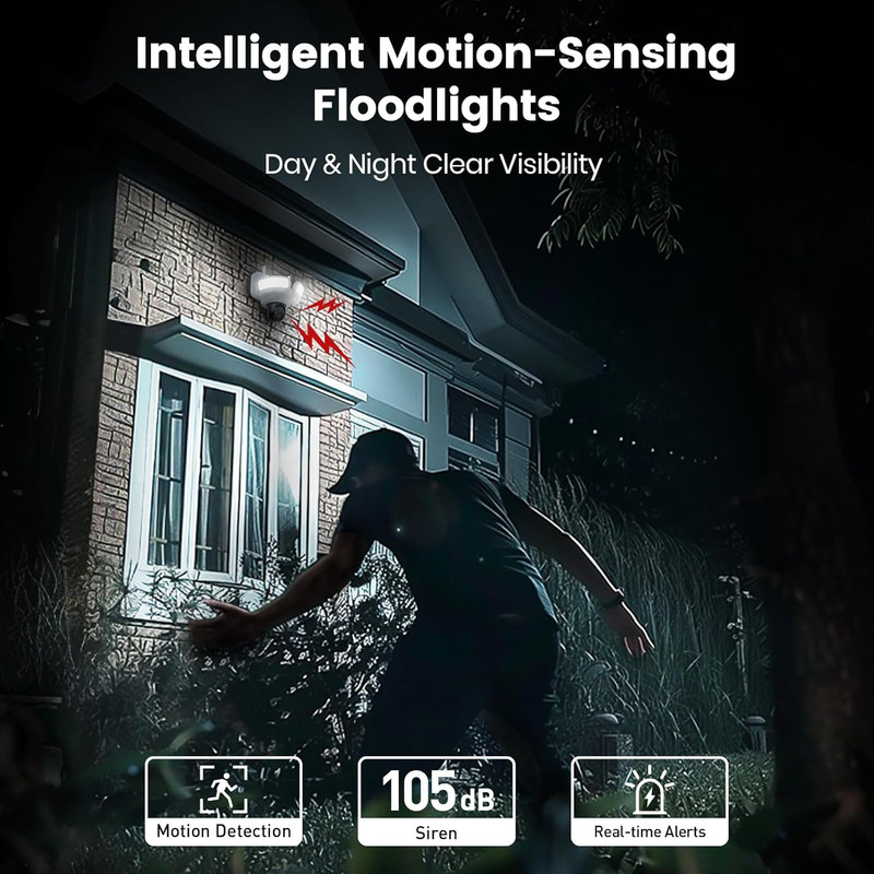 Floodlight Camera Wired, 3K UHD Security Camera Outdoor, 360° Coverage Surveilla gallery